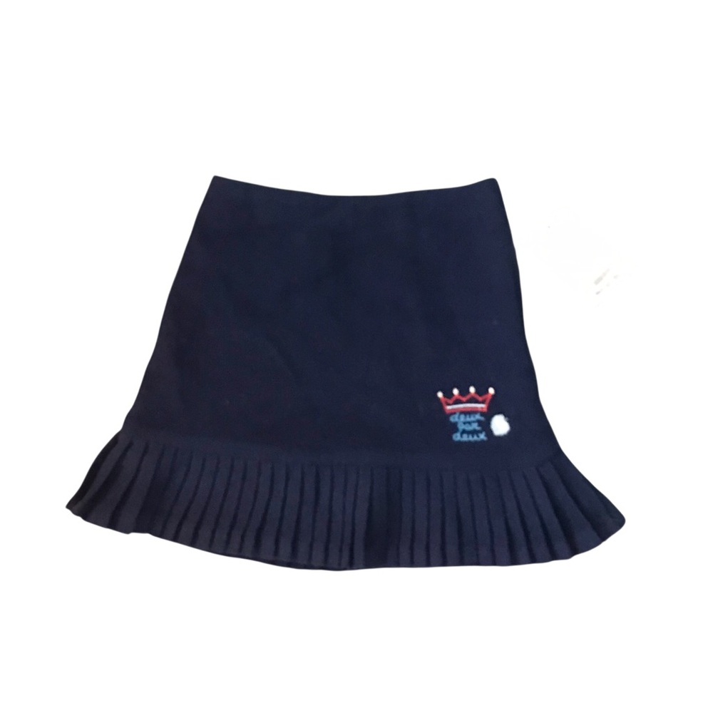 🆕 Deux Par Deux Navy Wool Pleated Skirt